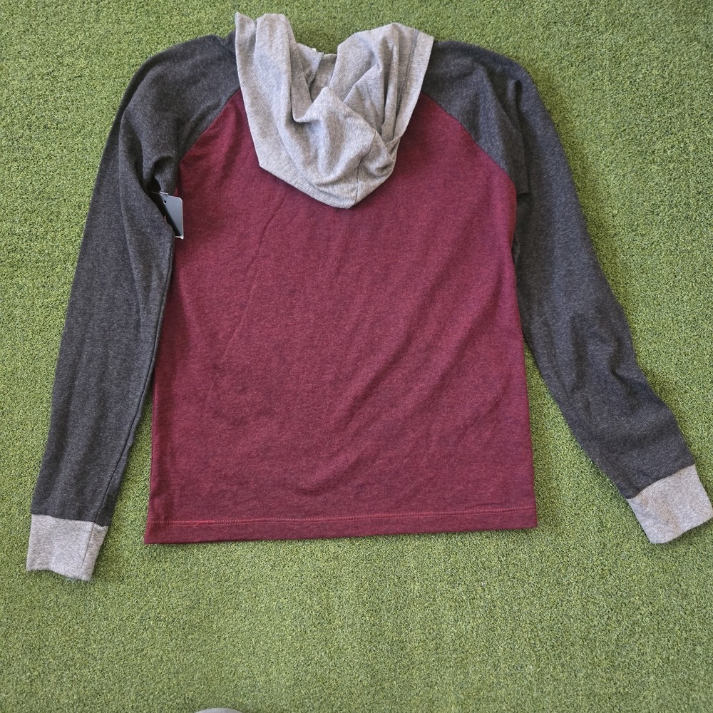 Volcom Youth Hooded Shirt Boys Size L Burgundy Gray Long Sleeve - Picture 3 of 8